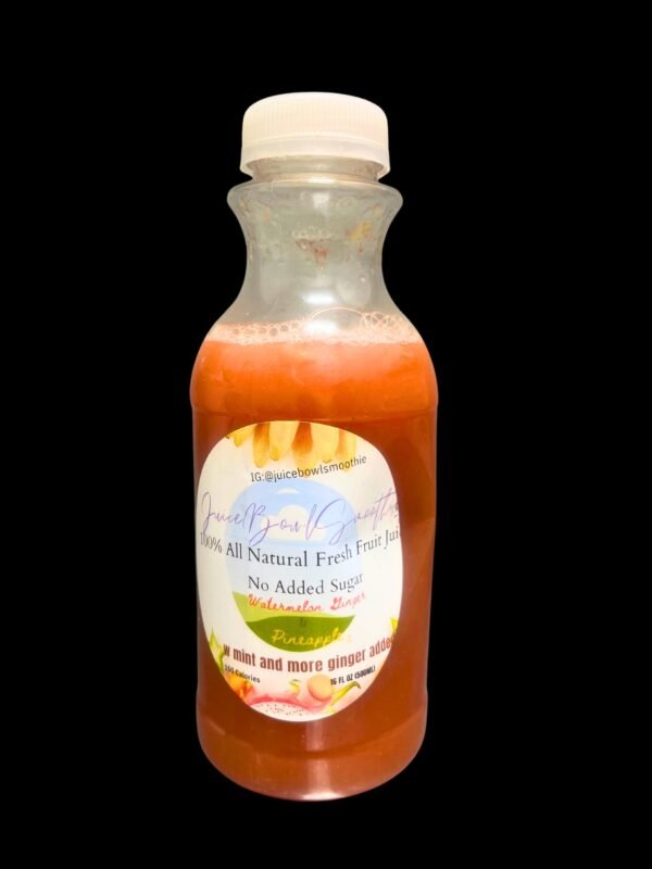 All Natural No Sugar Added Organic Watermelon Pineapple Ginger and Mint Juice